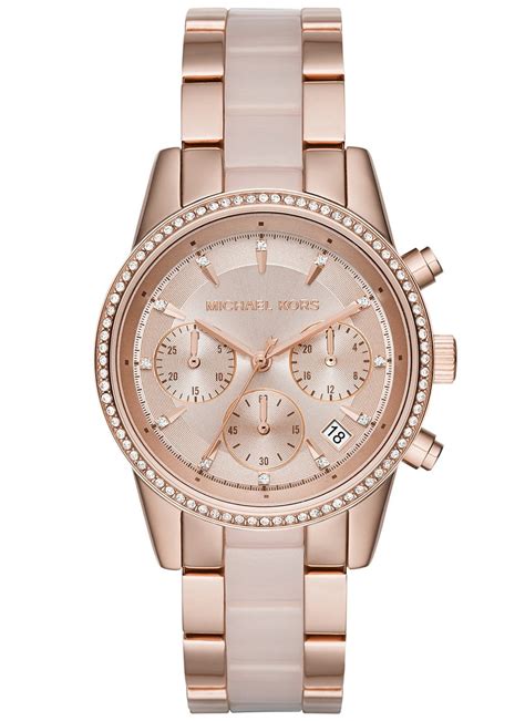 michael kors ritz rose gold tone chronograph ladies watch|michael kors rose gold watch.